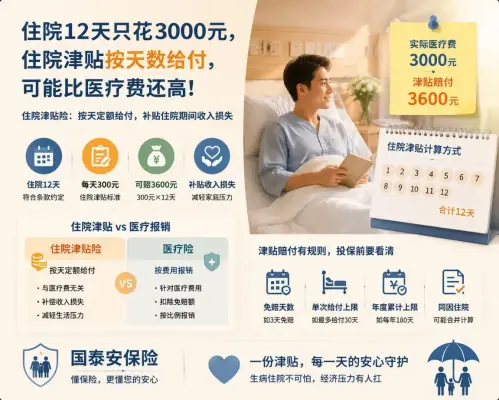 住院12天只花了3000元，住院津贴却可能比医疗费还高？它到底怎么赔？