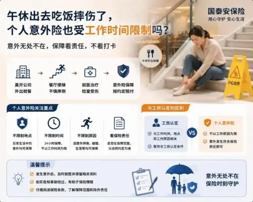午休出去吃饭摔伤了，公司说“不算上班”：自己买的意外险也受工作时间限制吗？